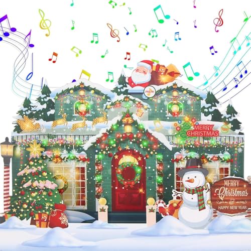 Weihnachtskarte mit Lichtern und Musik, Grußkarte mit Umschlag, spielt 3-Melodie mit passenden blinkenden Lichtern, für den Urlaub Weihnachtskarte mit Lichtern und Musik, Grußkarte mit Umschlag, spielt 3-Melodie mit passenden blinkenden Lichtern, für den Urlaub von TAZIZI