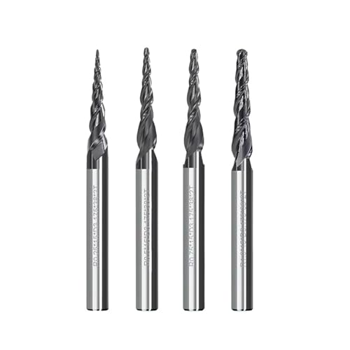 TAZYYZUU Wolfram-Hartmetall-Schaftfräser, 3,175 mm Schaft, Kugelkopf, konischer Schaftfräser, CNC-Fräser, Kegel, Holz, Metall, Fräser, Reibahle(R0.5x15x3.175x40) von TAZYYZUU