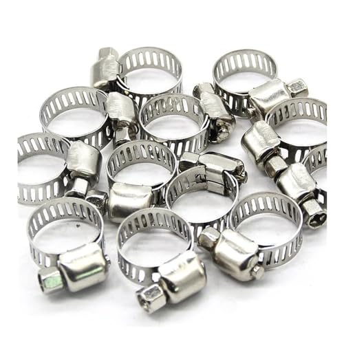 TAuyuGCT Edelstahl-Rohrschelle, 10 Stück 3/8"-5/8" verstellbare Edelstahl-Antriebsschlauchschellen Öl-Kraftstoff-Wasserleitungs-Schneckenclips Befestigungsclip Autoreparaturzubehör Schlauchklemmung TAuyuGCT Edelstahl-Rohrschelle, 10 Stück 3/8"-5/8" verstellbare Edelstahl-Antriebsschlauchschellen Öl-Kraftstoff-Wasserleitungs-Schneckenclips Befestigungsclip Autoreparaturzubehör Schlauchklemmung von TAuyuGCT
