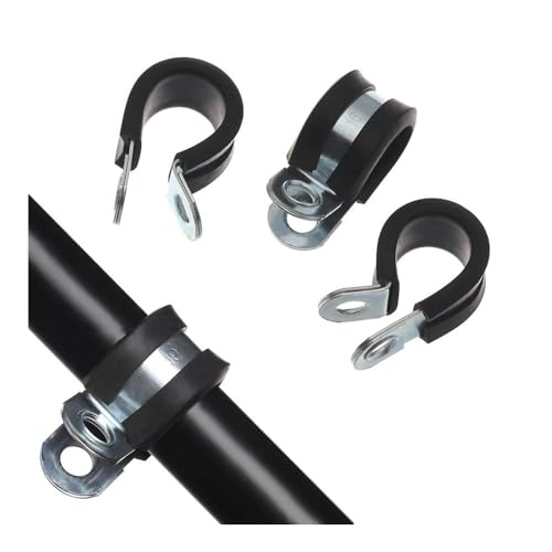 TAuyuGCT Edelstahl-Rohrschelle, 10 Stück Gummierte P-Clips Verdrahtung Schlauchclip Rohrkabelmontage Fix Hardware Elektrische Armaturen Schlauchklemmung(6mm) von TAuyuGCT