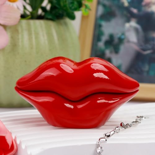 TB TIBAG Stilvolle kleine Schmuckschatulle für Damen und Mädchen – Mini-Schmuck- und Ring-Cae-Organizer, lippenförmige Kunstharz-Schmuckaufbewahrung, niedliche Box für Ring-Ohrring-Halter, Organizer TB TIBAG Stilvolle kleine Schmuckschatulle für Damen und Mädchen – Mini-Schmuck- und Ring-Cae-Organizer, lippenförmige Kunstharz-Schmuckaufbewahrung, niedliche Box für Ring-Ohrring-Halter, Organizer von TB TIBAG