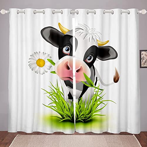 TBBDH 3D Hd Druck Gardinen weiße Kuh Vorhänge Blickdicht Verdunkelungsvorhang Für Wohnzimmer Kinderzimmer Fensterdekoration, 280×180CM(BxH) von TBBDH