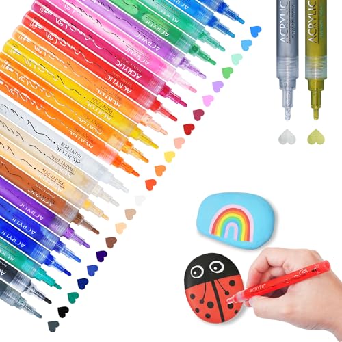 TBC The Best Crafts Acrylstifte Wasserfest, 24 Stück Steine Bemalen Stifte, Bunt Permanent Marker Glasmalstifte Satz für Holz, Leinwand, Glas, Papier, Keramik, Allerheiligen Geschenk TBC The Best Crafts Acrylstifte Wasserfest, 24 Stück Steine Bemalen Stifte, Bunt Permanent Marker Glasmalstifte Satz für Holz, Leinwand, Glas, Papier, Keramik, Allerheiligen Geschenk von TBC The Best Crafts