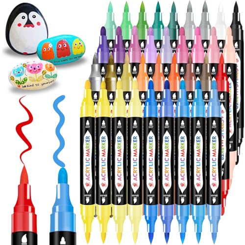 TBC The Best Crafts 36 Doppelspitze Acrylstifte, Acrylstifte für Steine Wasserfest, Steine Bemalen Stifte, Acrylic Paint Marker, Glasmalstifte für Leinwand, Holz, Allerheiligen Geschenk TBC The Best Crafts 36 Doppelspitze Acrylstifte, Acrylstifte für Steine Wasserfest, Steine Bemalen Stifte, Acrylic Paint Marker, Glasmalstifte für Leinwand, Holz, Allerheiligen Geschenk von TBC The Best Crafts