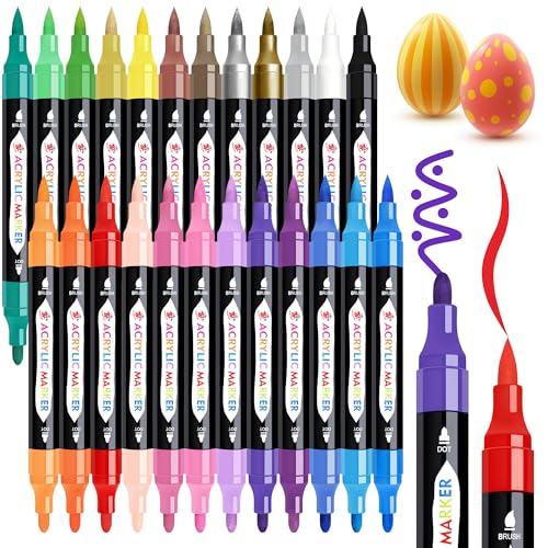 TBC The Best Crafts Acrylfarben-Marker mit Doppelspitze, 24 Farben von TBC The Best Crafts
