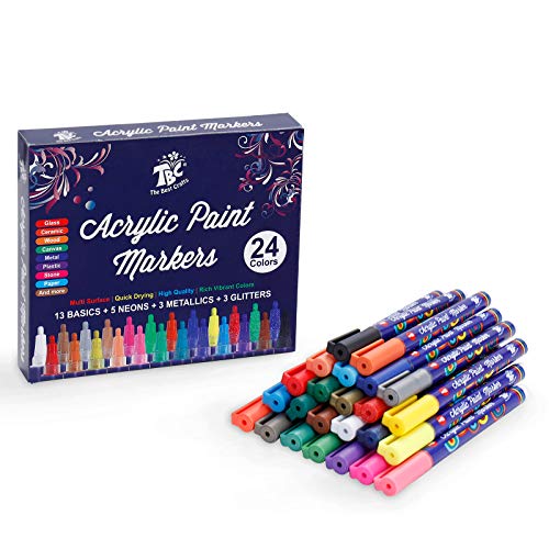 TBC The Best Crafts Acrylstifte Wasserfest, 12 Stück Steine Bemalen Stifte, Bunt Permanent Marker Glasmalstifte Satz für Holz, Leinwand, Glas, Papier, Keramik TBC The Best Crafts Acrylstifte Wasserfest, 12 Stück Steine Bemalen Stifte, Bunt Permanent Marker Glasmalstifte Satz für Holz, Leinwand, Glas, Papier, Keramik von TBC The Best Crafts