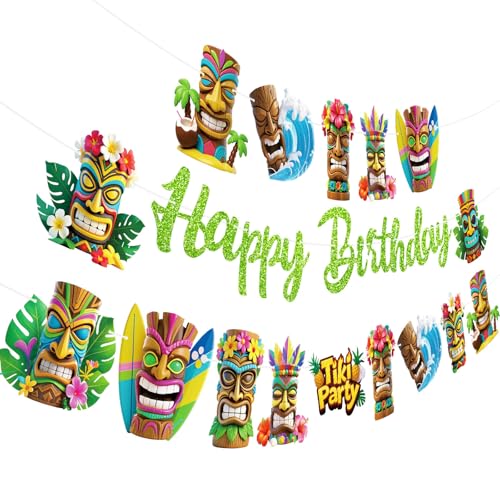 Luau Party-Banner, "Happy Birthday", Girlande, Banner für Jungen und Mädchen, Motto Babyparty, Geburtstag, Partyzubehör, 4 Stück Luau Party-Banner, "Happy Birthday", Girlande, Banner für Jungen und Mädchen, Motto Babyparty, Geburtstag, Partyzubehör, 4 Stück von TBEEJ