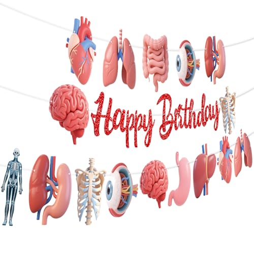 Party-Banner mit menschlichem Organ, Happy Birthday, Girlande, Banner für Jungen und Mädchen, Motto Babyparty, Geburtstag, Partyzubehör, 3 Stück Party-Banner mit menschlichem Organ, Happy Birthday, Girlande, Banner für Jungen und Mädchen, Motto Babyparty, Geburtstag, Partyzubehör, 3 Stück von TBEEJ