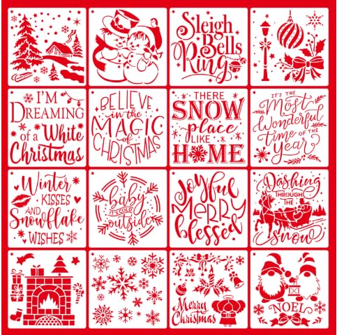 16 Stück Schablonen Weihnachten Zeichenschablonen Malschablonen aus Kunststoff Stencil Schablonen Wiederverwendbar für Scrapbooking Fotoalbum DIY Geschenkkarten Geschenke Weihnachten Kinder (C16PCS) 16 Stück Schablonen Weihnachten Zeichenschablonen Malschablonen aus Kunststoff Stencil Schablonen Wiederverwendbar für Scrapbooking Fotoalbum DIY Geschenkkarten Geschenke Weihnachten Kinder (C16PCS) von TBSCWYF