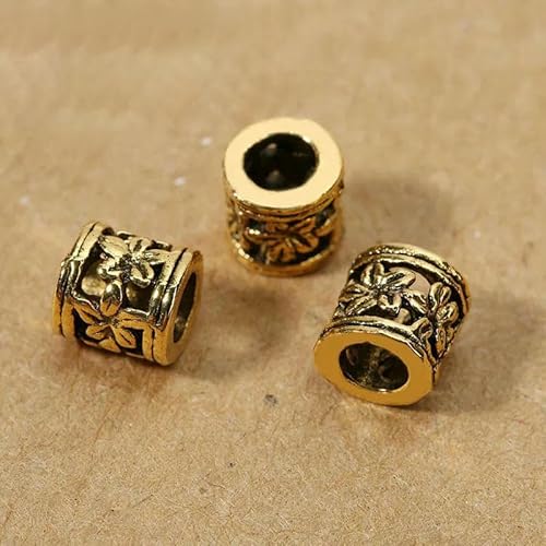 1 Packung/Los Vintage Metallperlen Antik Silber Spacer Tube Perlen für DIY Schmuckherstellung Erkenntnisse-Stil 18 50 Stück von TBSKUY