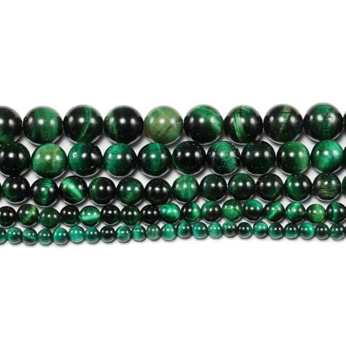 1 Strang/Los AAA Natürlicher dunkelgrüner Tigerauge-Achat-Stein Runde lose Abstandsperlen DIY Armband Material Perlen für Schmuckherstellung-Grünes Tigerauge-8mm x 48 Stück von TBSKUY