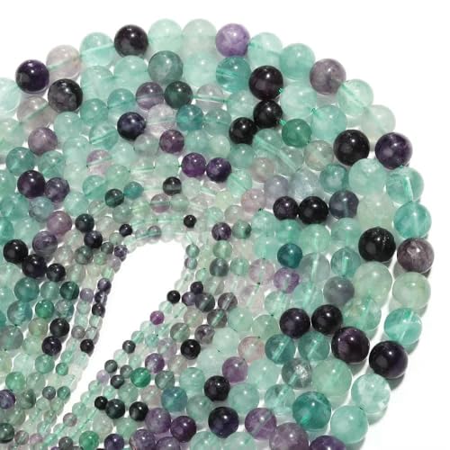 1 Strang Naturstein-Jadeperlen, lose, glatte Abstandsperlen für die Schmuckherstellung, DIY-Armband, Halskettenzubehör – Grüner Fluorit – 12 mm, ca. 32 Stück von TBSKUY