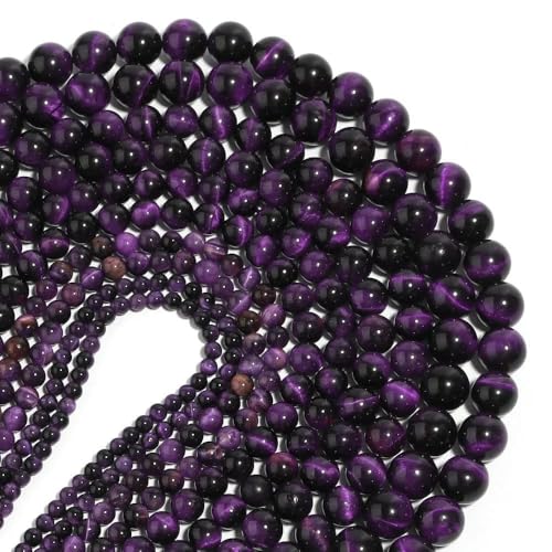 1 Strang Naturstein-Jadeperlen, lose, glatte Abstandsperlen für die Schmuckherstellung, DIY-Armband, Halskettenzubehör – Lila Tigerauge – ca. 10 mm, 38 Stück 1 Strang Naturstein-Jadeperlen, lose, glatte Abstandsperlen für die Schmuckherstellung, DIY-Armband, Halskettenzubehör – Lila Tigerauge – ca. 10 mm, 38 Stück von TBSKUY