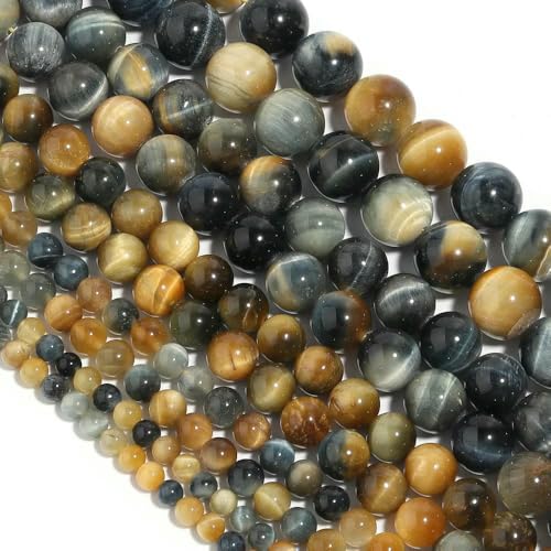 1 Strang natürliche Tigerauge-Steinperlen, mehrfarbig, rund, lose Abstandsperlen, 4–12 mm, für die Schmuckherstellung, DIY-Armbandzubehör, gemischte Farbe, 12 mm 1 Strang natürliche Tigerauge-Steinperlen, mehrfarbig, rund, lose Abstandsperlen, 4–12 mm, für die Schmuckherstellung, DIY-Armbandzubehör, gemischte Farbe, 12 mm von TBSKUY