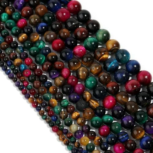 1 Strang natürliche Tigerauge-Steinperlen, mehrfarbig, runde, lose Abstandsperlen, 4–12 mm, für die Schmuckherstellung, DIY-Armbandzubehör, mehrfarbig, 6 mm 1 Strang natürliche Tigerauge-Steinperlen, mehrfarbig, runde, lose Abstandsperlen, 4–12 mm, für die Schmuckherstellung, DIY-Armbandzubehör, mehrfarbig, 6 mm von TBSKUY
