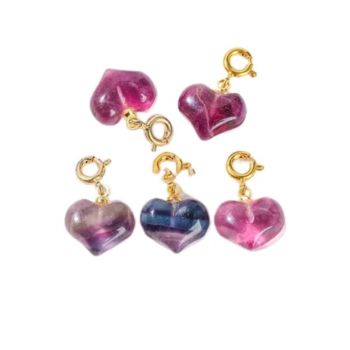 1 Stück Naturstein geschnitzte Herzform Perle Fluorit Obsidian Mondstein Charms für Schmuckherstellung DIY Halskette Armband Zubehör-01 von TBSKUY