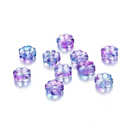 10/20 Stück 10 mm tschechische Lampwork-Kristallblumen-Abstandsperlen, flache, runde, lose Perlen für DIY-Schmuckherstellung, Zubehör, Zubehör, Blau-Lila, 20 Stück von TBSKUY