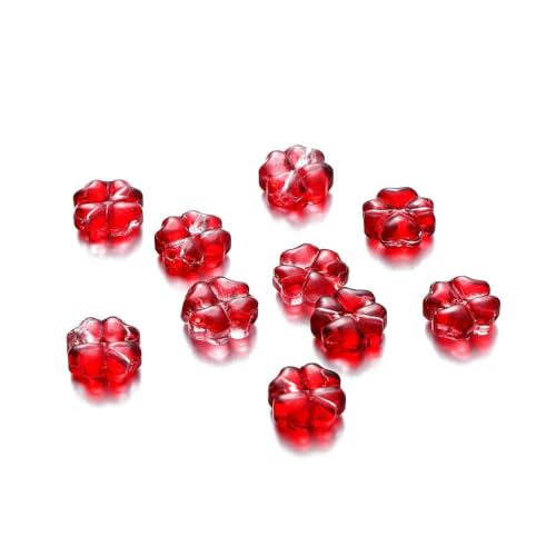 10/20 Stück 10 mm tschechische Lampwork-Kristallblumen-Abstandsperlen, flache, runde, lose Perlen für DIY-Schmuckherstellung, Zubehör, Zubehör, Rot, 10 Stück von TBSKUY