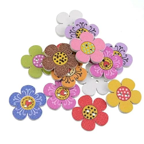 10/50 Stück Blumen-Holzknöpfe mit 2 Löchern für Scrapbooking, Basteln, DIY, Baby, Kinder, Kleidung, Nähzubehör, Knopfdekoration, 5, 20 mm, 50 Stück 10/50 Stück Blumen-Holzknöpfe mit 2 Löchern für Scrapbooking, Basteln, DIY, Baby, Kinder, Kleidung, Nähzubehör, Knopfdekoration, 5, 20 mm, 50 Stück von TBSKUY