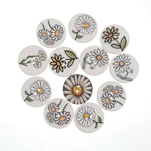 10/50 Stück Blumen-Holzknöpfe mit 2 Löchern für Scrapbooking, Basteln, DIY, Baby, Kinderkleidung, Nähzubehör, Knopfdekoration, 21, 20 mm, 50 Stück 10/50 Stück Blumen-Holzknöpfe mit 2 Löchern für Scrapbooking, Basteln, DIY, Baby, Kinderkleidung, Nähzubehör, Knopfdekoration, 21, 20 mm, 50 Stück von TBSKUY
