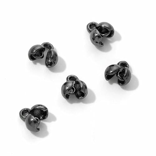 10–20 Stück/Los Quetschperlen, 18 Karat vergoldete Endcrimps für die Schmuckherstellung, DIY-Armbänder, Zubehör, Perlenspitzen-Verbinder, Befunde, Schwarz, 10 Stück von TBSKUY