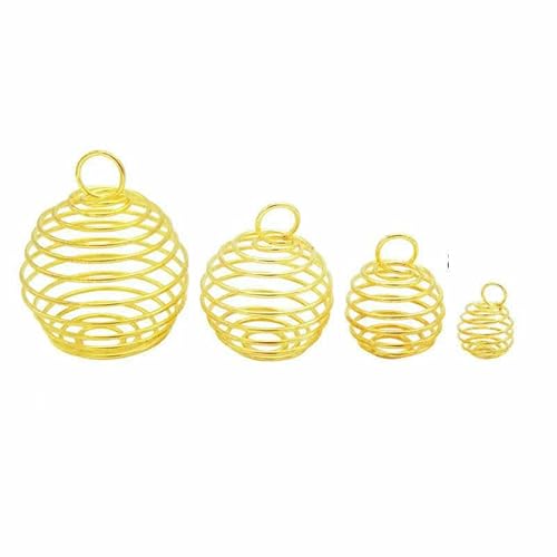 10–40 Stück Spiralperlenkäfig-Anhänger, Steinhalter, Charms, Halskettenkäfig-Anhänger zur Schmuckherstellung, Zubehör, Goldfarbe, 10 Stück, 14 x 15 mm 10–40 Stück Spiralperlenkäfig-Anhänger, Steinhalter, Charms, Halskettenkäfig-Anhänger zur Schmuckherstellung, Zubehör, Goldfarbe, 10 Stück, 14 x 15 mm von TBSKUY