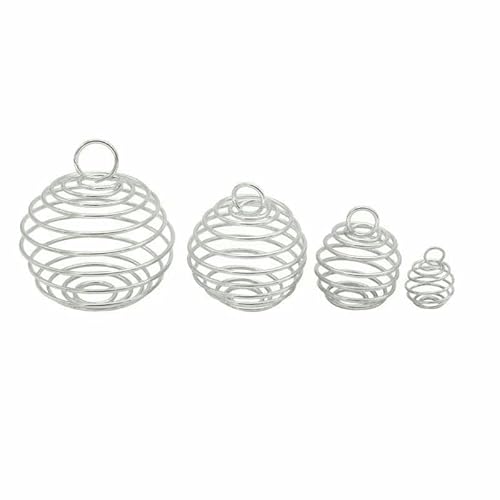 10–40 Stück Spiralperlenkäfige, Anhänger, Steinhalter, Charms, Halskettenkäfig-Anhänger zur Schmuckherstellung, Zubehör, Silberfarbe, 10 Stück, 14 x 15 mm 10–40 Stück Spiralperlenkäfige, Anhänger, Steinhalter, Charms, Halskettenkäfig-Anhänger zur Schmuckherstellung, Zubehör, Silberfarbe, 10 Stück, 14 x 15 mm von TBSKUY