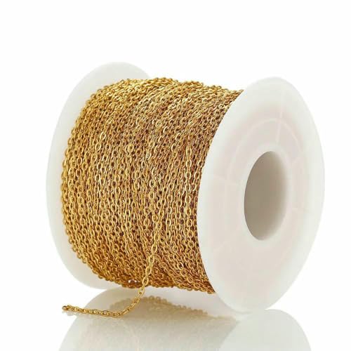10 Meter Edelstahlkette 1 1,5 2 mm Gold- und Stahlfarbenes Glied für DIY-Schmuckherstellung, Halskette, Armband, Massenkettenzubehör, Gold 1,5 x 2 mm, 10 10 Meter Edelstahlkette 1 1,5 2 mm Gold- und Stahlfarbenes Glied für DIY-Schmuckherstellung, Halskette, Armband, Massenkettenzubehör, Gold 1,5 x 2 mm, 10 von TBSKUY