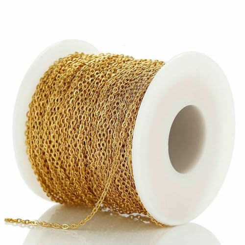 10 Meter Edelstahlkette 1 1,5 2 mm Gold- und Stahlfarbenes Glied für DIY-Schmuckherstellung, Halskette, Armband, Massenkettenzubehör, Gold 2 x 3,0 mm, 10 10 Meter Edelstahlkette 1 1,5 2 mm Gold- und Stahlfarbenes Glied für DIY-Schmuckherstellung, Halskette, Armband, Massenkettenzubehör, Gold 2 x 3,0 mm, 10 von TBSKUY