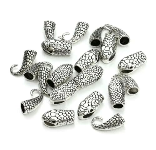 10 Satz/Los 7 mm antike Schlangenform-Verschlüsse Lederband Armband Halskette Anschlüsse Endkappe für DIY Schmuckherstellung-Silber von TBSKUY