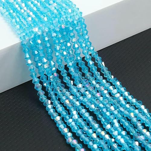 10 Stränge Bicone-Kristallglasperlen, 4,0 mm facettierte Kristallperlen-Anhänger für DIY-Armbandringe, Schmuckherstellungsset, AB Himmelblau, 10 Stränge, 10 Stränge, 4,0 mm von TBSKUY