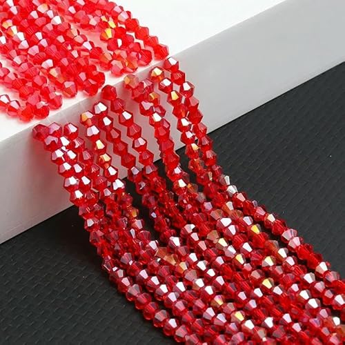 10 Stränge Bicone-Kristallglasperlen, 4,0 mm facettierte Kristallperlen-Anhänger für DIY-Armbandringe, Schmuckherstellungsset, AB-Rot, 10 Stränge, 10 Stränge, 4,0 mm von TBSKUY