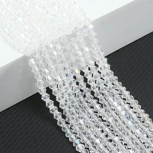 10 Stränge Bicone-Kristallglasperlen, 4,0 mm facettierte Kristallperlen-Anhänger für DIY-Armbandringe, Schmuckherstellungsset, AB-Weiß, 10 Stränge, 10 Stränge, 4,0 mm von TBSKUY