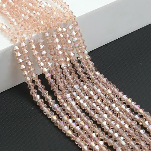 10 Stränge Bicone-Kristallglasperlen, 4,0 mm facettierte Kristallperlen-Anhänger für DIY-Armbandringe, Schmuckherstellungsset, AB Zimtrosa, 10–10 Stränge 4,0 mm von TBSKUY