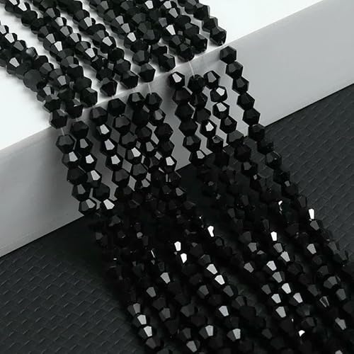 10 Stränge Bicone-Kristallglasperlen, 4,0 mm facettierte Kristallperlen-Anhänger für DIY-Armbandringe, Schmuckherstellungsset, schwarz, 10 Stränge, 10 Stränge, 4,0 mm von TBSKUY