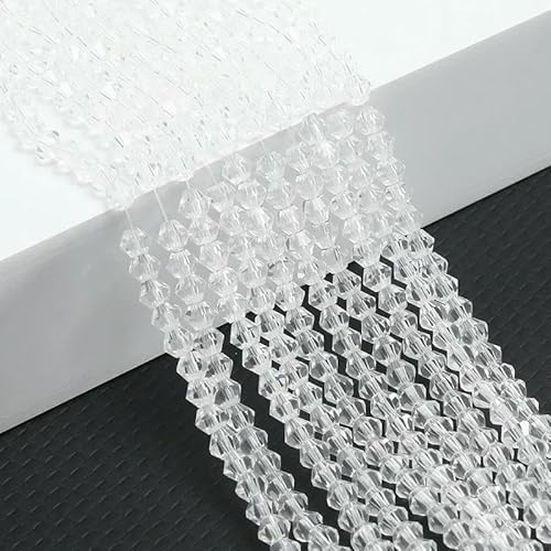 10 Stränge Bicone-Kristallglasperlen, 4,0 mm facettierte Kristallperlen-Anhänger für DIY-Armbandringe, Schmuckherstellungsset, weiß, 10 Stränge, 10 Stränge, 4,0 mm von TBSKUY