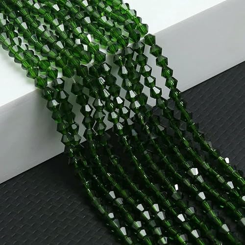 10 Stränge Bicone-Kristallglasperlen, 4,0 mm facettierte Kristallperlen-Anhänger für DIY-Armbandringe, Schmuckherstellungsset - dunkelgrün 10 Stränge - 10 Stränge 4,0 mm von TBSKUY