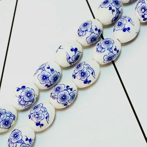 10 Stück/Los 11 x 15 mm Vintage Keramikperlen Halskette Armbänder DIY für Schmuckherstellung ovale Form Porzellan Spacer Perlen-Blaue Pflaume von TBSKUY