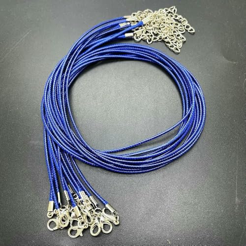 10 Stück 1,5 mm dicke, bunte Halskettenschnur, Wachsdraht, Lederband für Anhänger mit Metall-Karabinerverschluss, blau 10 Stück 1,5 mm dicke, bunte Halskettenschnur, Wachsdraht, Lederband für Anhänger mit Metall-Karabinerverschluss, blau von TBSKUY