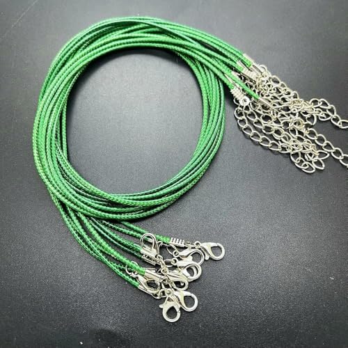 10 Stück 1,5 mm dicke, bunte Halskettenschnur, Wachsdraht, Lederband für Anhänger mit Metall-Karabinerverschluss, grün 10 Stück 1,5 mm dicke, bunte Halskettenschnur, Wachsdraht, Lederband für Anhänger mit Metall-Karabinerverschluss, grün von TBSKUY