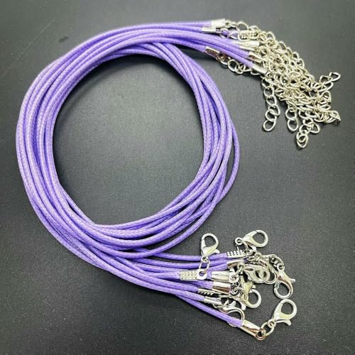 10 Stück 1,5 mm dicke, bunte Halskettenschnur, Wachsdraht, Lederband für Anhänger mit Metall-Karabinerverschluss, lila von TBSKUY