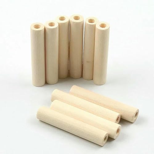 10 Stück 10 x 50 mm natürliche Farbe Holz Hohlrohr Zylinder Holzperlen für Schmuckherstellung handgefertigt DIY Armband Halskette Zubehör-Standard von TBSKUY