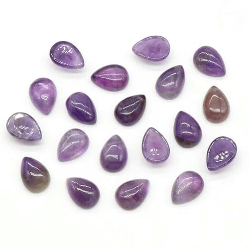 10 Stück 12 x 16 mm Wassertropfen-Edelstein-Cabochons, flache Rückseite, natürliche Energiestein-Cab-Abdeckungen ohne Loch für die Schmuckherstellung, Amethyst, 12 x 16 mm, 10 Stück von TBSKUY