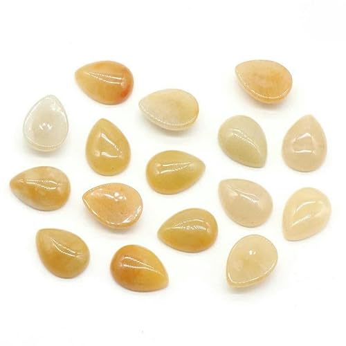 10 Stück 12 x 16 mm Wassertropfen-Edelstein-Cabochons, flache Rückseite, natürliche Energiestein-Cab-Abdeckungen ohne Loch für die Schmuckherstellung, Gelbe Jade, 12 x 16 mm, 10 Stück von TBSKUY