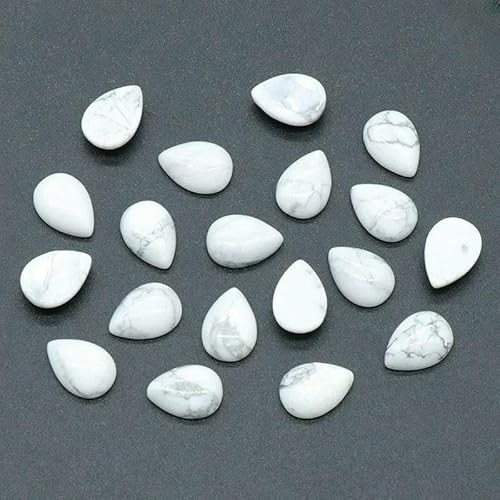 10 Stück 12 x 16 mm Wassertropfen-Edelstein-Cabochons, flache Rückseite, natürliche Energiestein-Cab-Abdeckungen ohne Loch für die Schmuckherstellung, Howlith, 12 x 16 mm, 10 Stück von TBSKUY