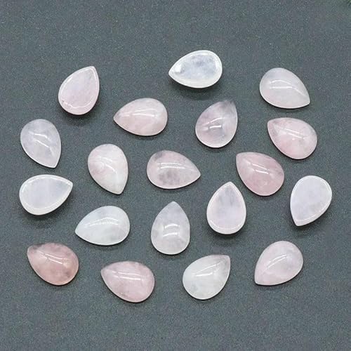 10 Stück 12 x 16 mm Wassertropfen-Edelstein-Cabochons, flache Rückseite, natürliche Energiestein-Cab-Abdeckungen ohne Loch für die Schmuckherstellung, Rosenquarz, 12 x 16 mm, 10 Stück von TBSKUY