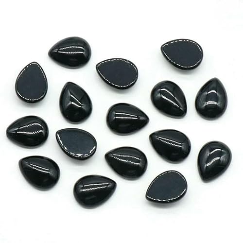 10 Stück 12 x 16 mm Wassertropfen-Edelstein-Cabochons, flache Rückseite, natürliche Energiestein-Cab-Abdeckungen ohne Loch für die Schmuckherstellung, Schwarzer Onyx, 12 x 16 mm, 10 Stück von TBSKUY