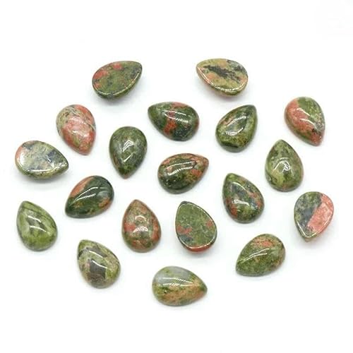 10 Stück 12 x 16 mm Wassertropfen-Edelstein-Cabochons, flache Rückseite, natürliche Energiestein-Cab-Abdeckungen ohne Loch für die Schmuckherstellung, Unakit, 12 x 16 mm, 10 Stück von TBSKUY