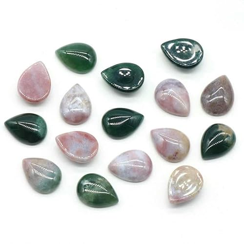 10 Stück 12 x 16 mm Wassertropfen-Edelstein-Cabochons, flache Rückseite, natürliche Energiestein-Cab-Abdeckungen ohne Loch für die Schmuckherstellung, ausgefallener Jaspis, 12 x 16 mm, 10 Stück von TBSKUY