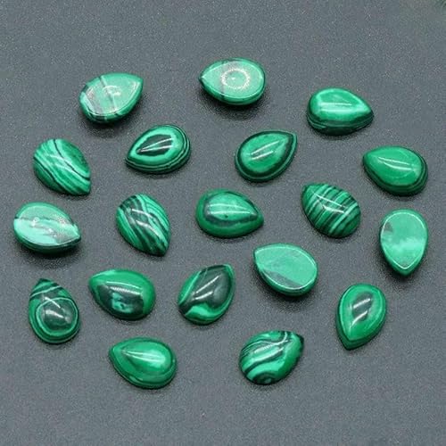 10 Stück 12 x 16 mm Wassertropfen-Edelstein-Cabochons, flache Rückseite, natürliche Energiestein-Cab-Abdeckungen ohne Loch für die Schmuckherstellung, syn. Malachit, 12 x 16 mm, 10 Stück von TBSKUY
